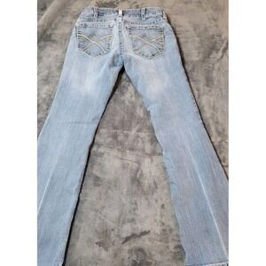 Ariat Real Denim Jeans Mid Rise Boot Cut Stretch Light Wash Western Size 34
